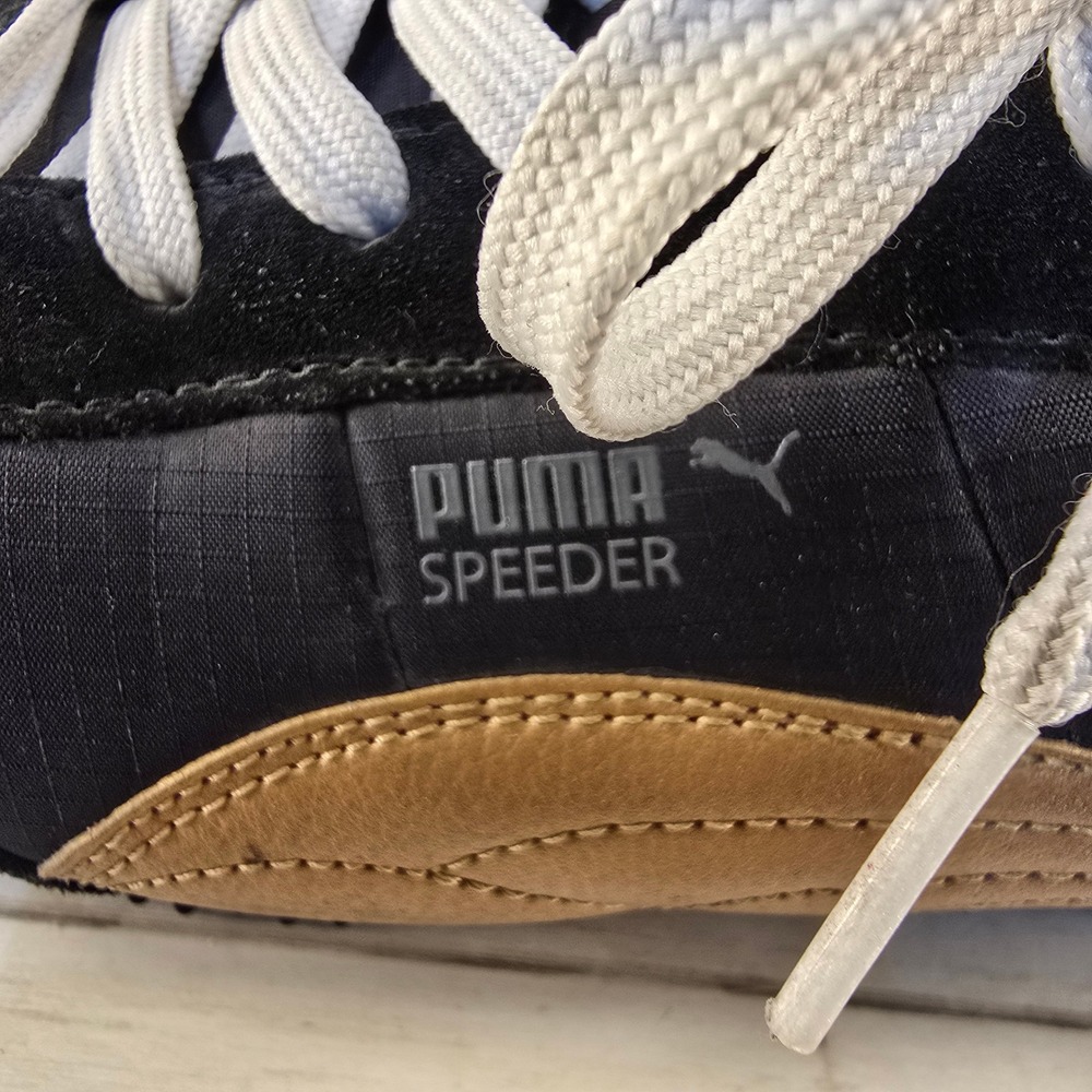 Puma Speeder Womens 9.5 Sneakers Black Gold Ripstop Suede 350448 02 - Picture 4 of 9